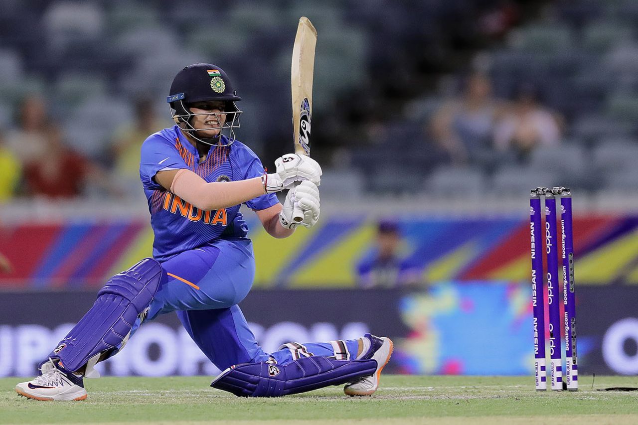 Shafali Verma sends one away down the leg side, India women vs Bangladesh women, Women's T20 World Cup, Perth, February 24, 2020