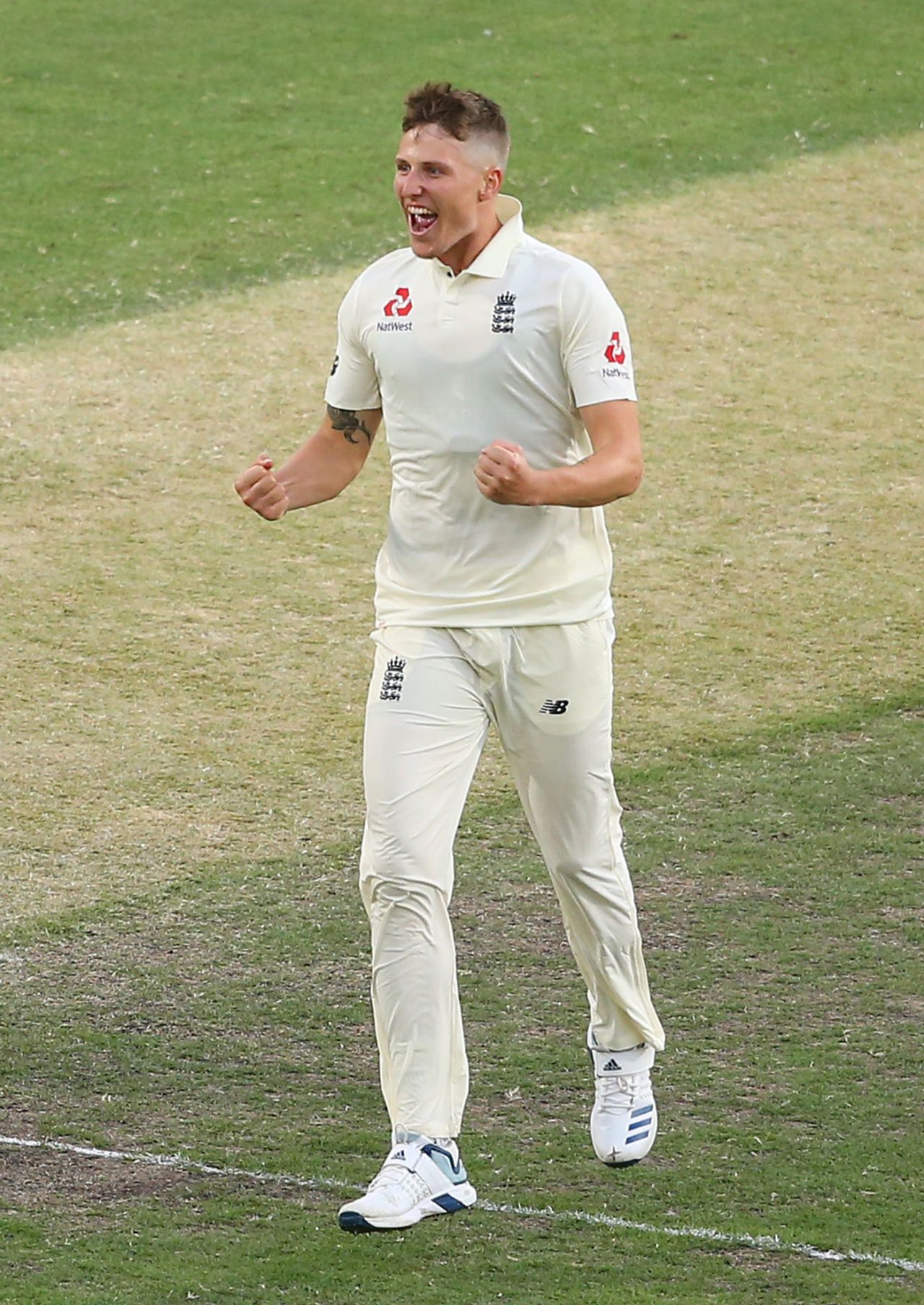 Brydon Carse celebrates a wicket, Australia A v England Lions, Tour match, MCG, February 23, 2020