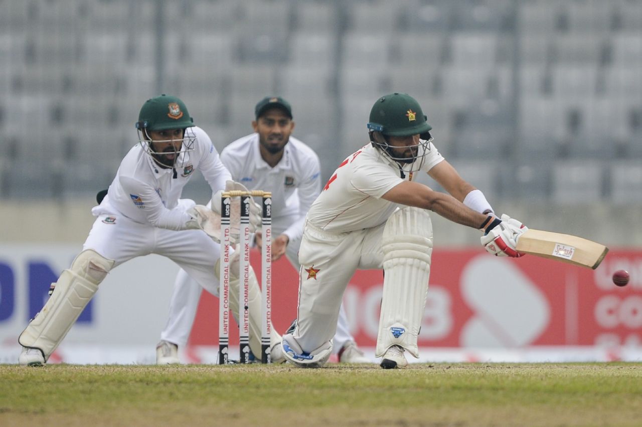 Sikandar Raza sweeps, Bangladesh v Zimbabwe, Only Test, Dhaka, 4th day, February 25, 2020