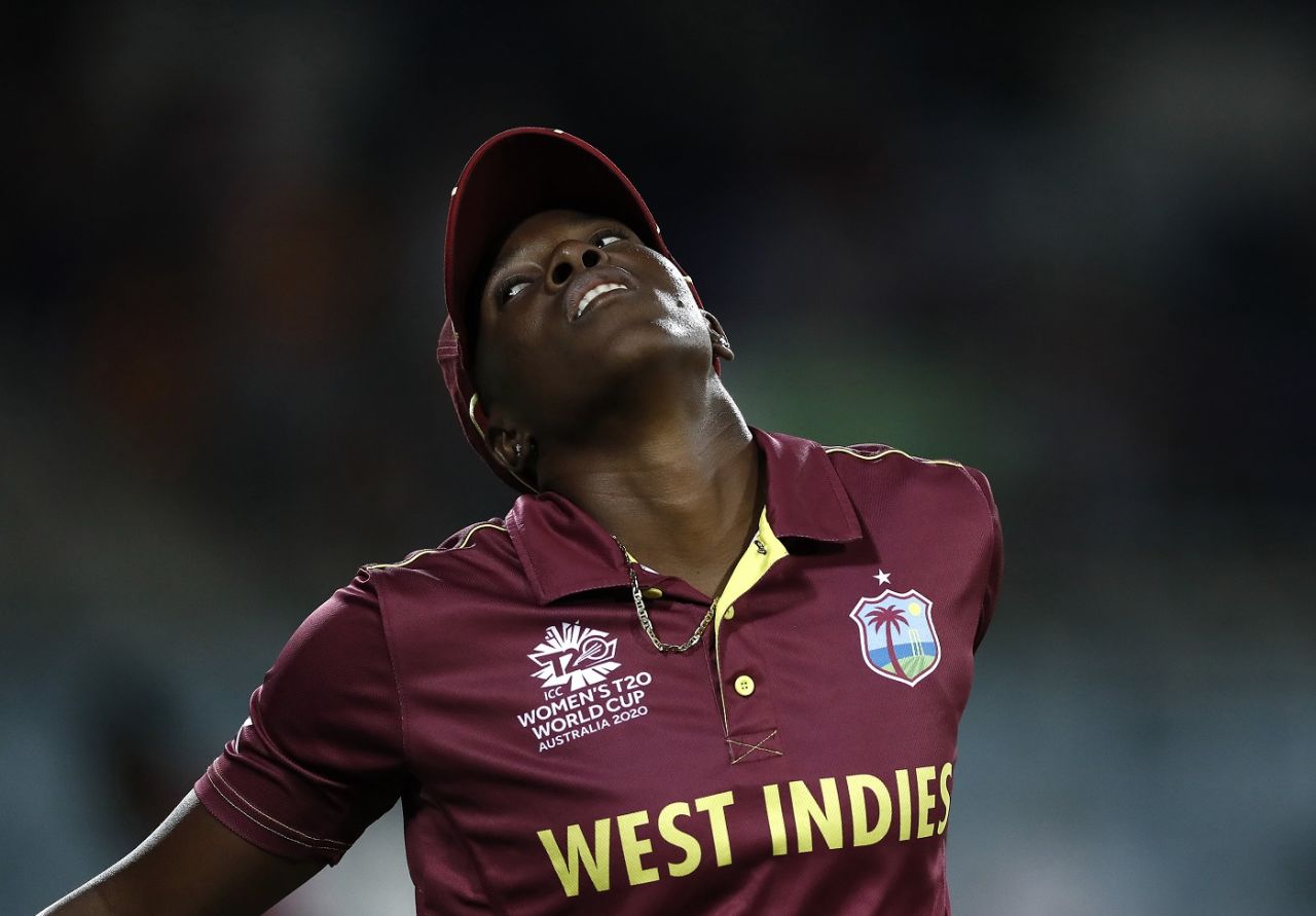 Shakera Selman reacts on the field, Pakistan v West Indies, Women's T20 World Cup 2020, Canberra, February 26, 2020