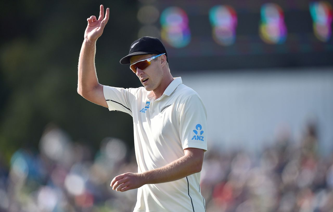 Kyle Jamieson reacts after his five-for in Christchurch, New Zealand v India, 2nd Test, Christchurch, 1st day, February 29, 2020