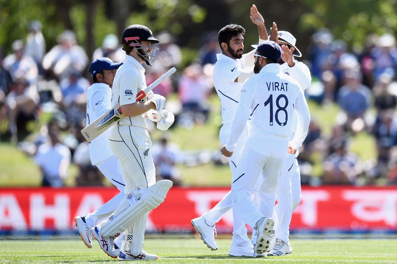 Kane Williamson walks off as India celebrate, New Zealand v India, 2nd Test, Christchurch, 2nd day, March 1, 2020