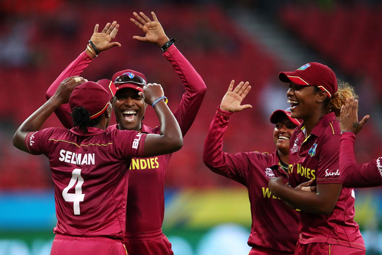 Shakera Selman celebrates after catching Danni Wyatt at long-on,, England v West Indies, Group B, Women's T20 World Cup, Sydney, March 1, 2020