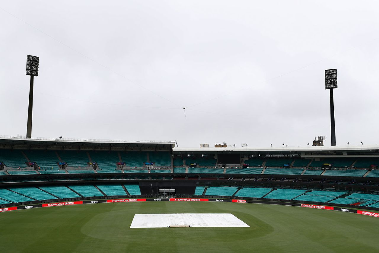 The covers were on ahead of the T20 World Cup semi-finals, SCG, March 4, 2020