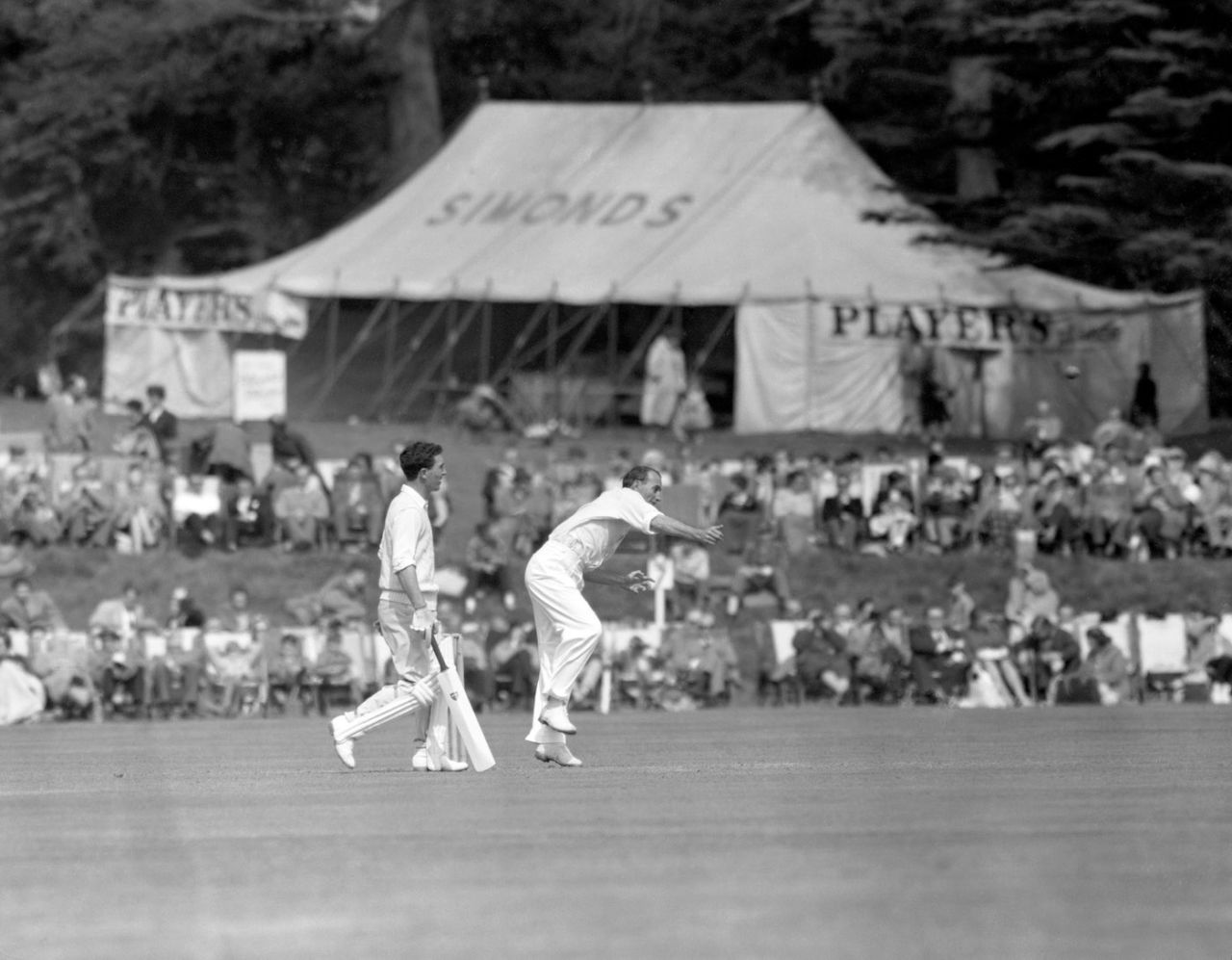 Hugh Tayfield sends one down, Duke of Norfolk's XI v South Africans, Arundel Castle Cricket Club ground, England, April 30, 1960
