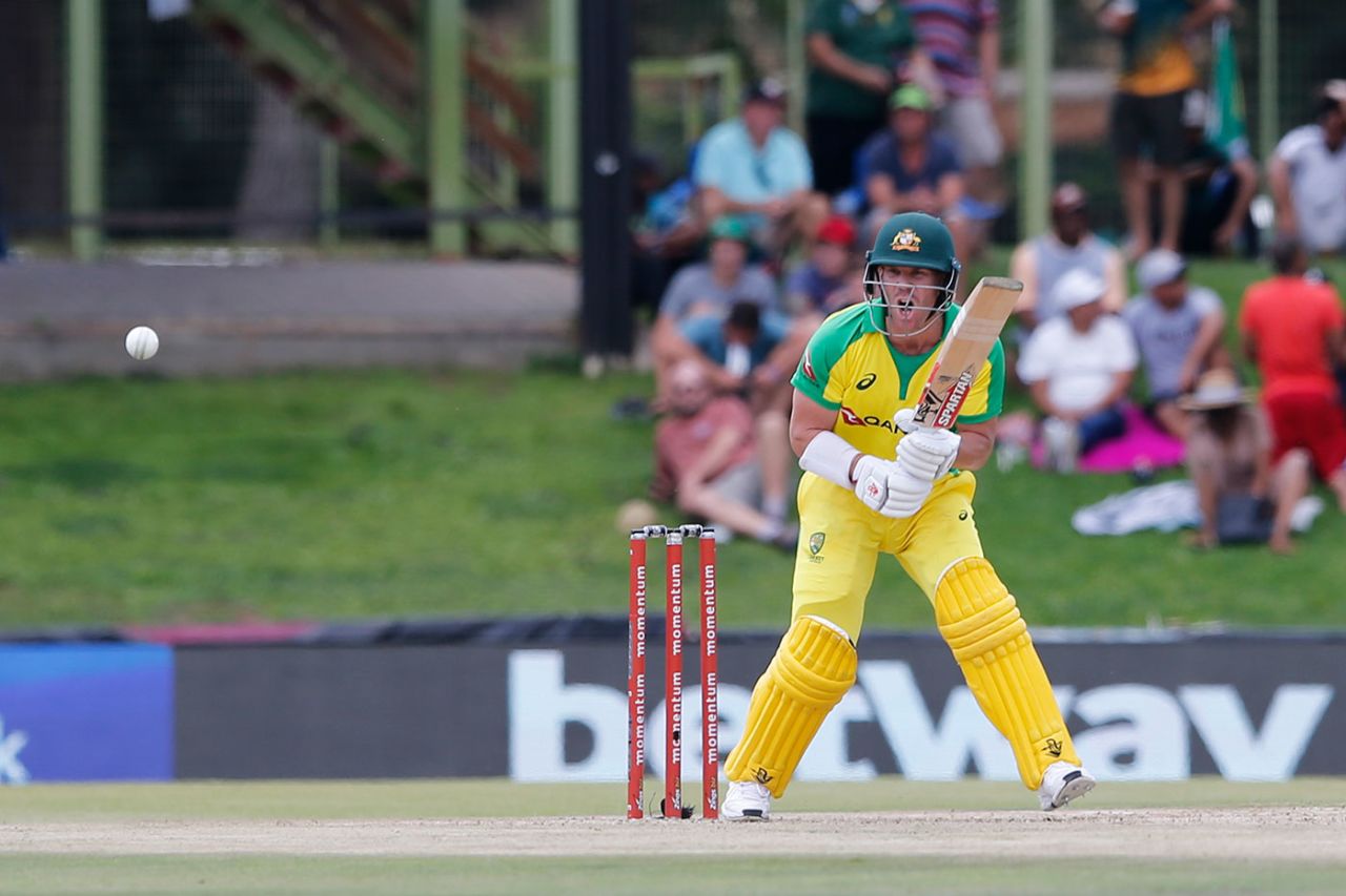 David Warner works one to the leg side, Australia v South Africa, 2nd ODI, Bloemfontein, March 4, 2020