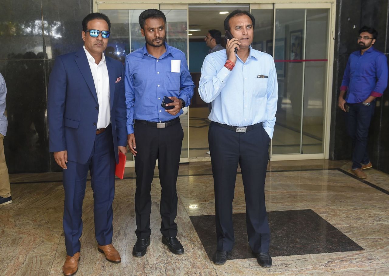Sunil Joshi, Harvinder Singh and Rajesh Chauhan at the BCCI headquarters, Mumbai, March 4, 2020