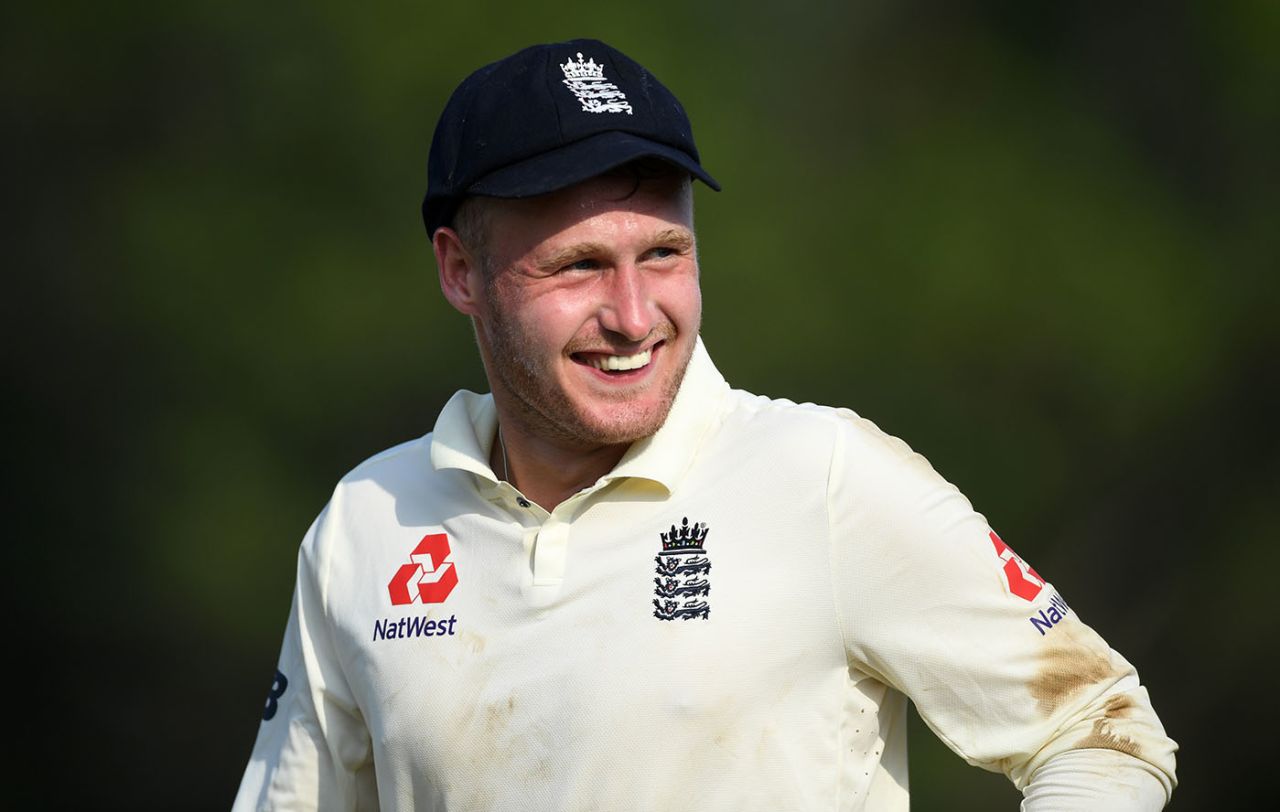 Matt Parkinson has a laugh during England's opening tour match in Sri Lanka, SLC Board President's XI v England, Katunayake, March 08, 2020