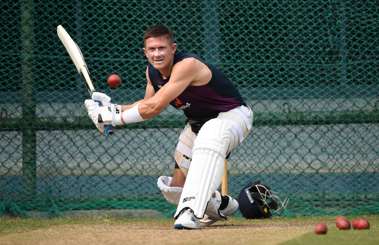 Joe Denly keeps his eye on the ball as he shapes to sweep, England tour of Sri Lanka, March 5, 2020