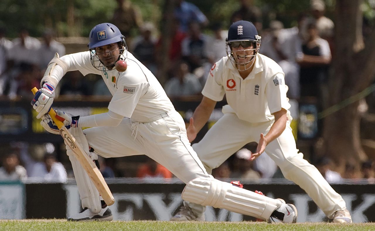 Kumar Sangakkara pumps the air after reaching his hundred, Sri Lanka v England, 1st Test, Kandy, December 4, 2007