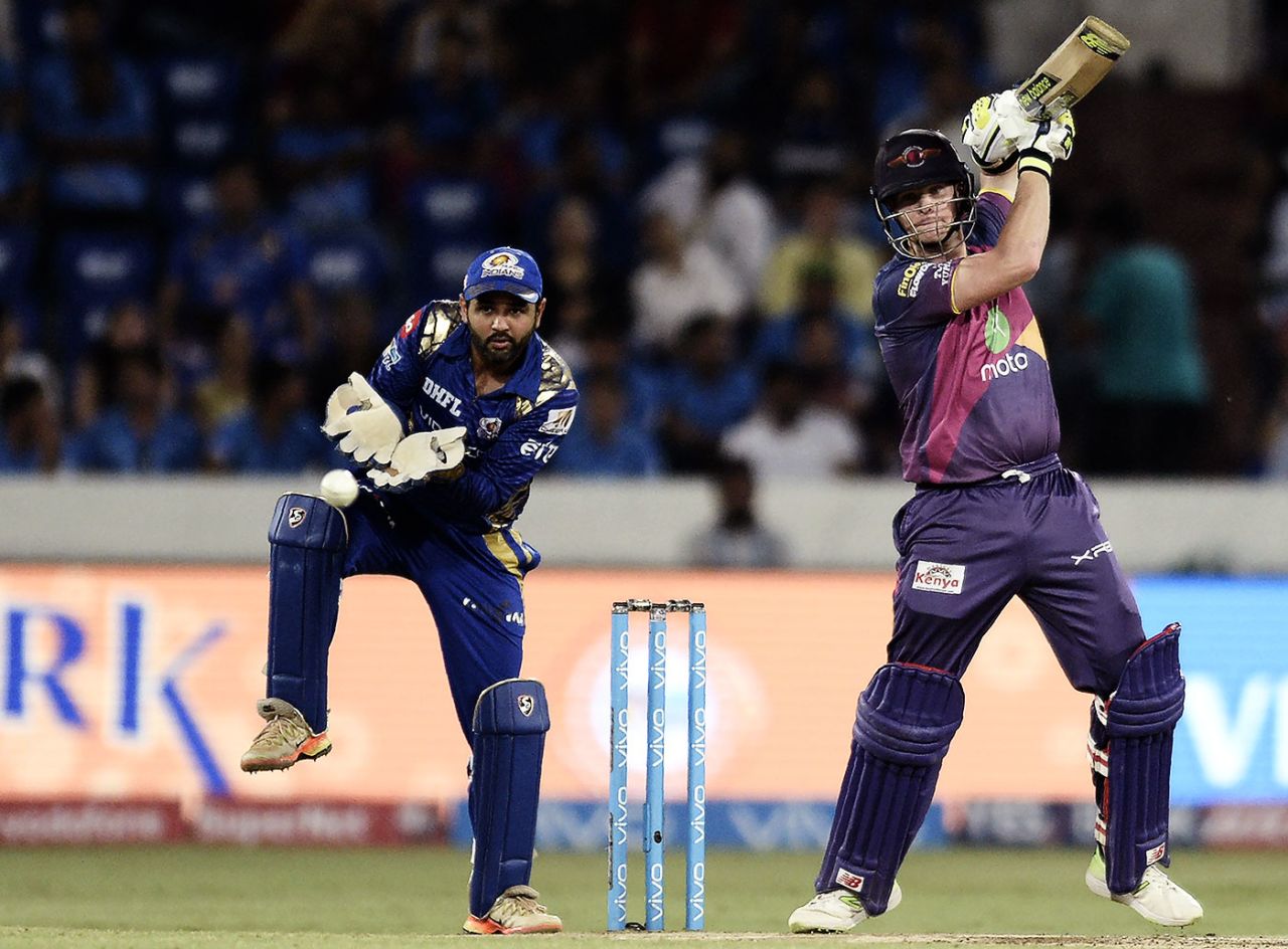 Steven Smith looks to drive, Mumbai Indians v Rising Pune Supergiant, IPL final, Hyderabad, May 21, 2017 