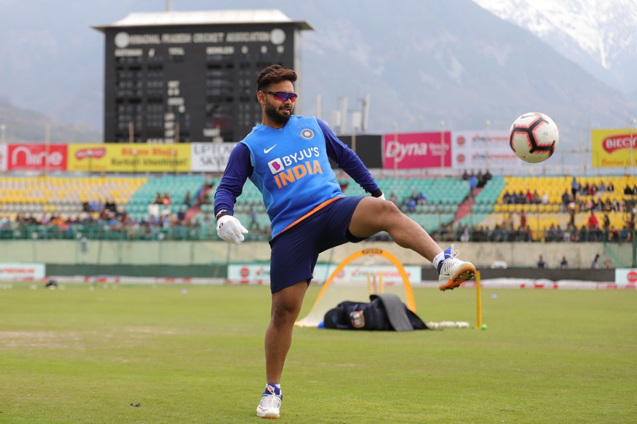Rishabh Pant showed off his football skills before the match, India v South Africa, 1st ODI, Dharamsala, March 12, 2020