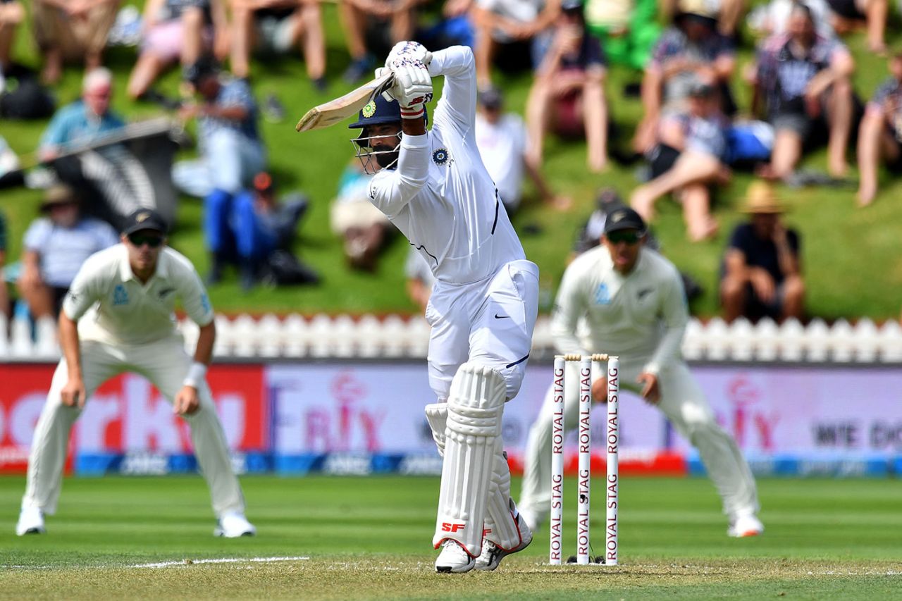 Mohammad Shami drives, New Zealand v India, 1st Test, Wellington, 2nd day, February 22, 2020