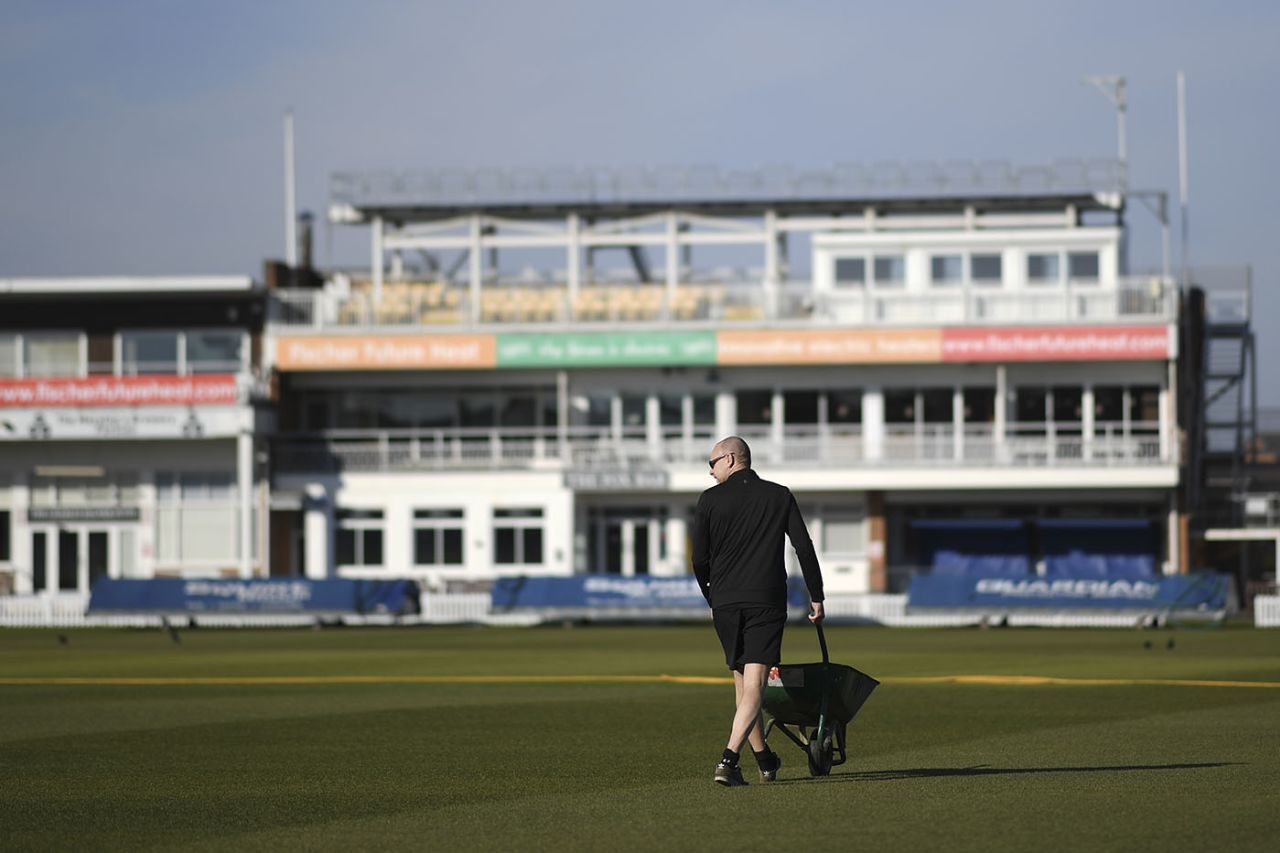 County groundsmen will have plenty of time to prepare their pitches for the summer, Grace Road, Leicester, March 24, 2020