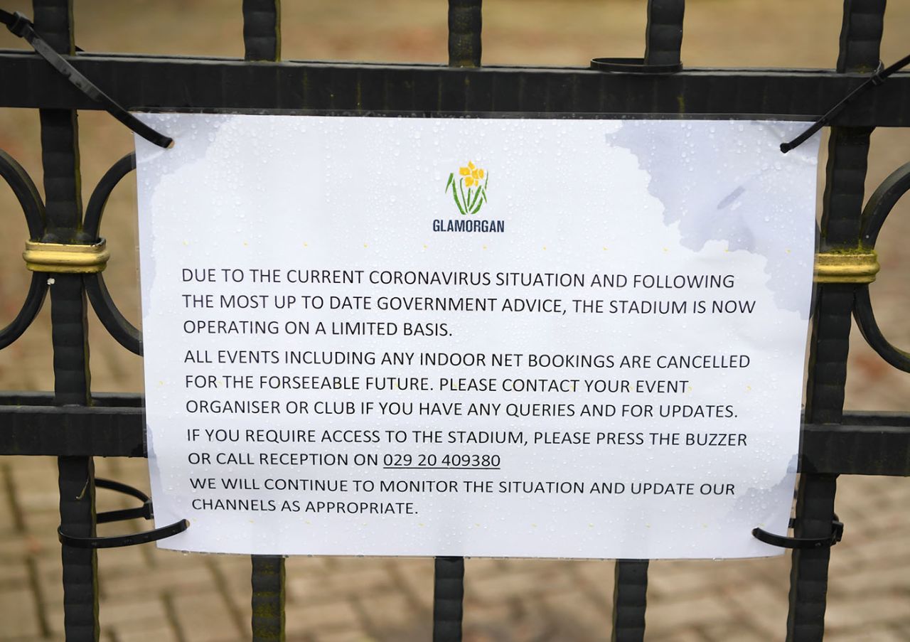 A sign on the gates at Sophia Gardens, Cardiff, March 24, 2020
