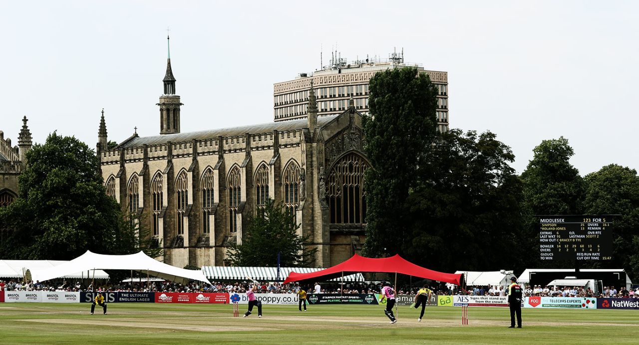 A general view of the Cheltenham College Ground during a T20 game, Gloucestershire v Middlesex, Vitality Blast, July 25, 2019