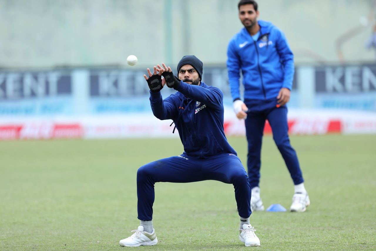 Indian captain Virat Kohli takes part in a fielding drill, India v South Africa, 1st ODI, Dharamsala, March 12, 2020