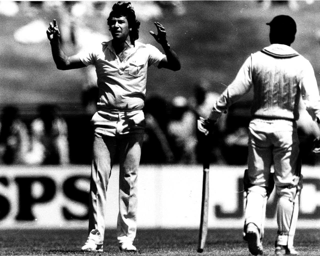 Imran Khan appeals for Richie Richardson's wicket. New South Wales v West Indians, Sydney, 2nd day, November 17, 1984