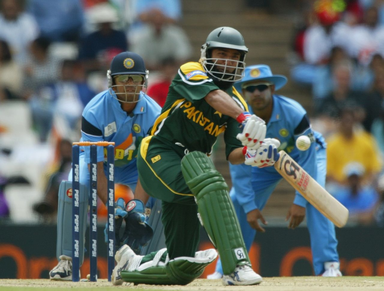 Saeed Anwar slog-sweeps on the way to his century, Centurion, March 1, 2003