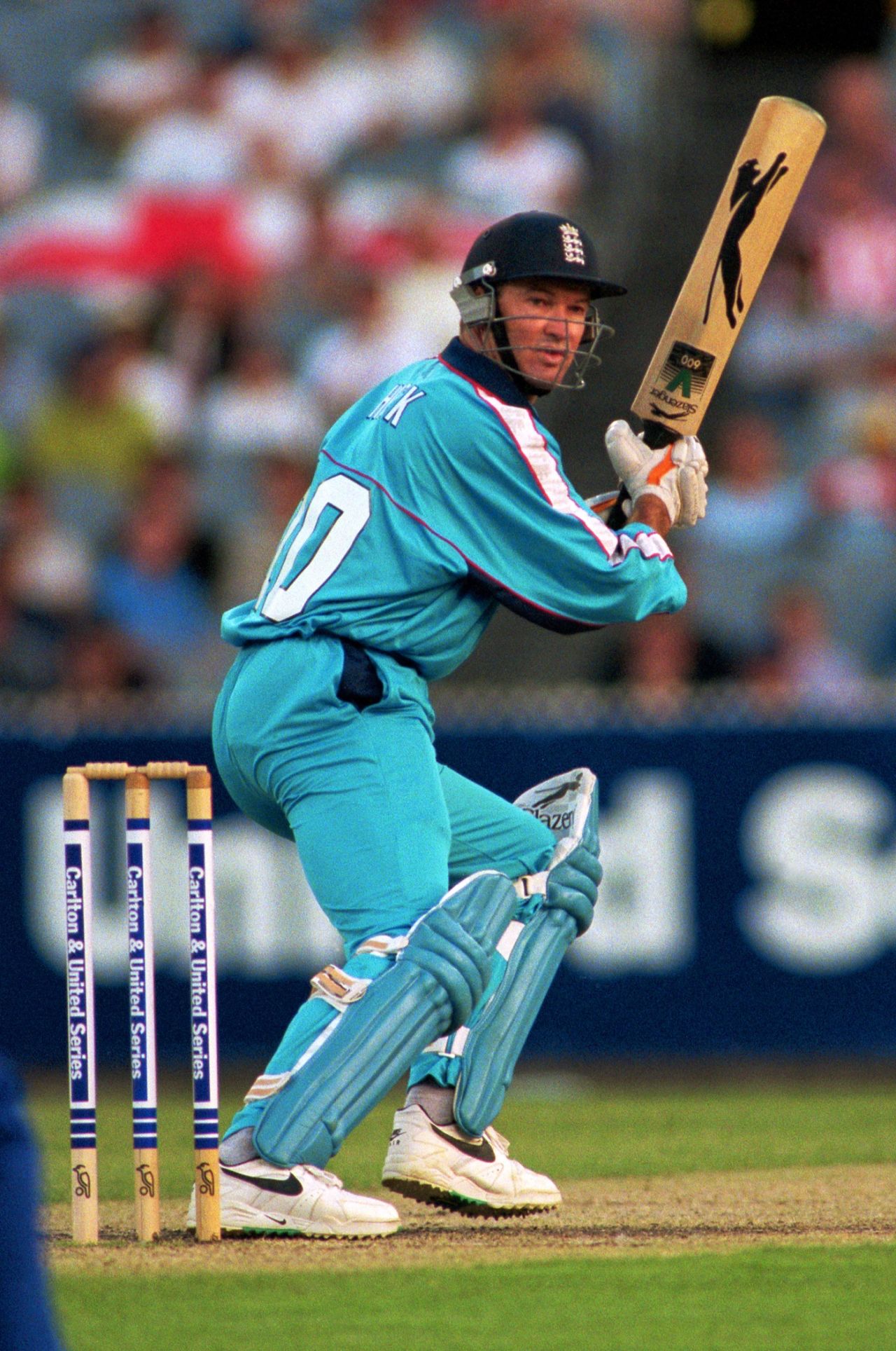 Graeme Hick plays down to third man, Adelaide, January 23, 1999