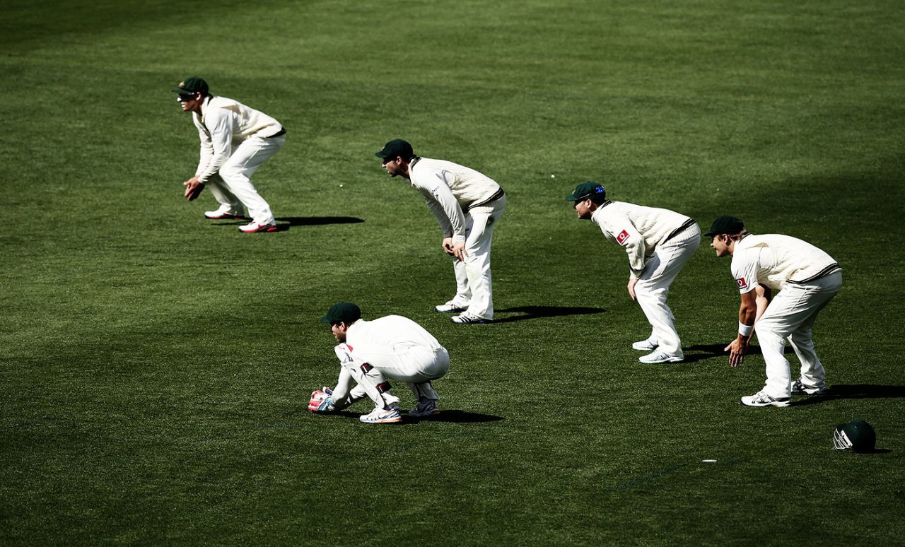 The Australia slip cordon, Australia v Sri Lanka, 1st Test, Hobart, 3rd day, December 16, 2012