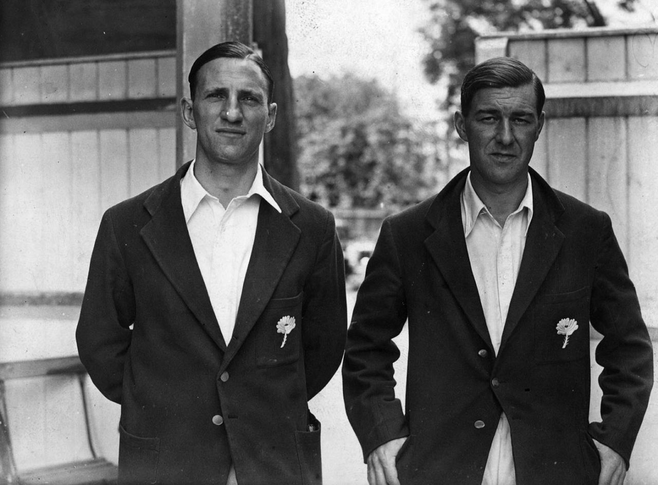 Len Hutton and Norman Yardley pictured in their Yorkshire blazers, July 12, 1946