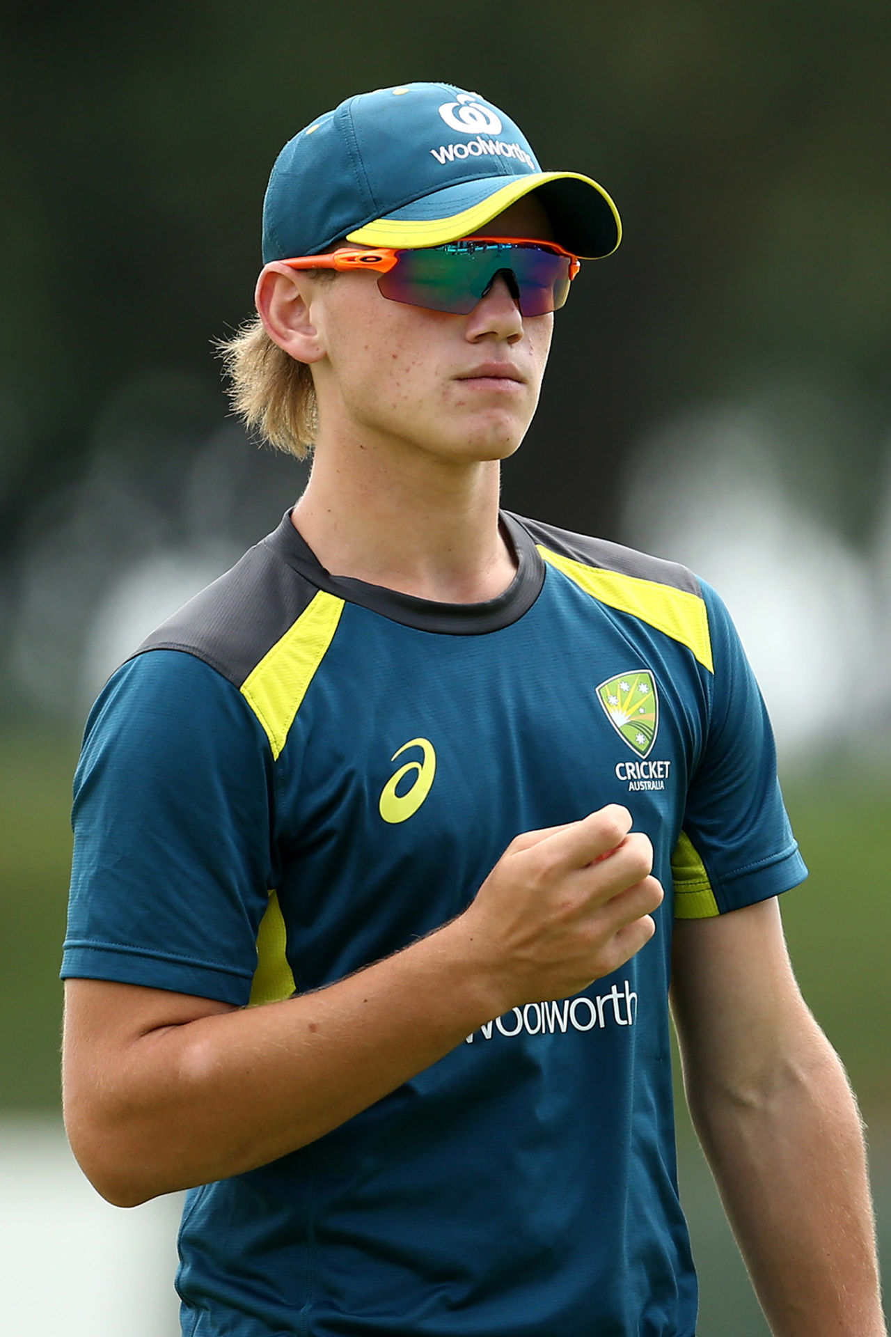 Jake Fraser-McGurk looks on during the ICC Under-19 Cricket World Cup warm-up match between Bangladesh and Australia, Pretoria, January 13, 2020