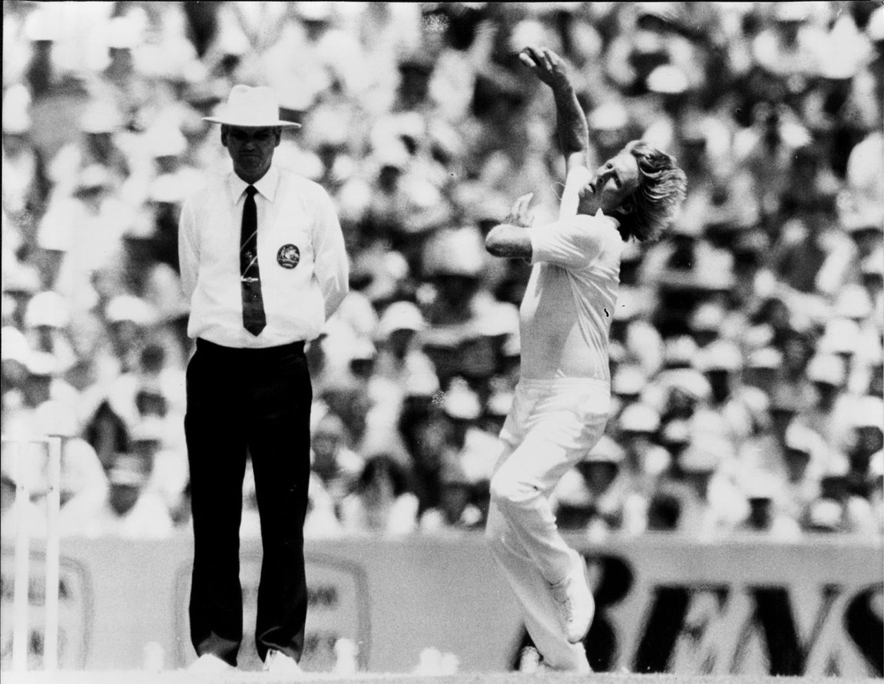 Jeff Thomson bowls, Australia v West Indies, second Test, 3rd day, Sydney, January 3, 1982