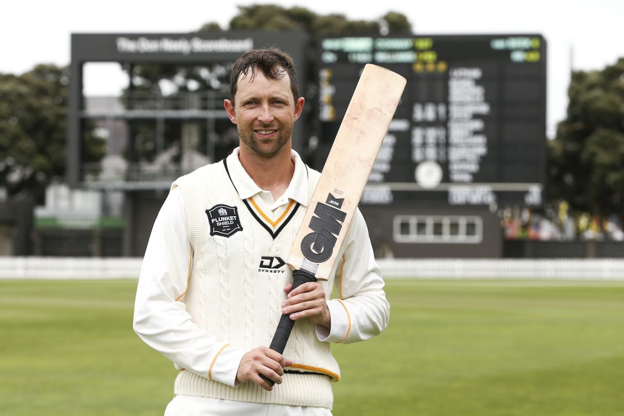 Devon Conway poses after his triple-century, Wellington v Cantebury, Plunket Shield, October 30, 2019