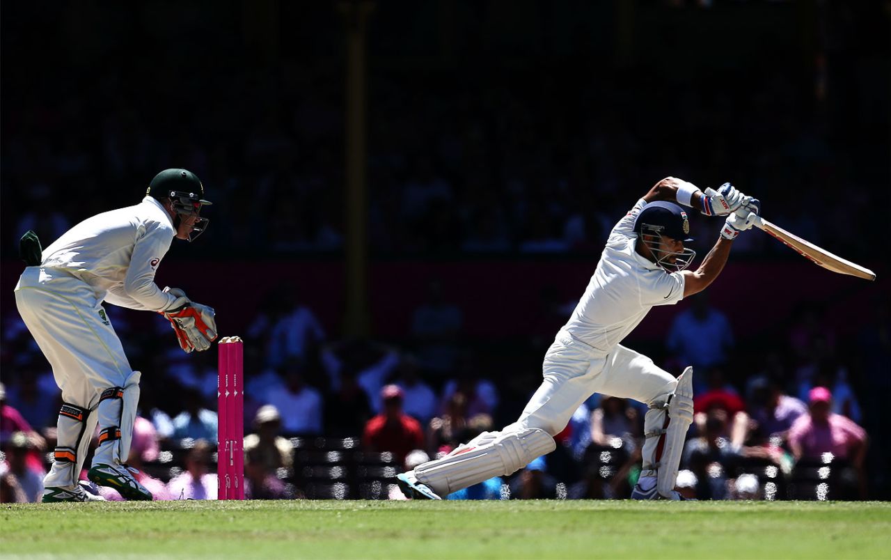 Virat Kohli drives, Australia v India, 4th Test, Sydney, 3rd day, January 8, 2015