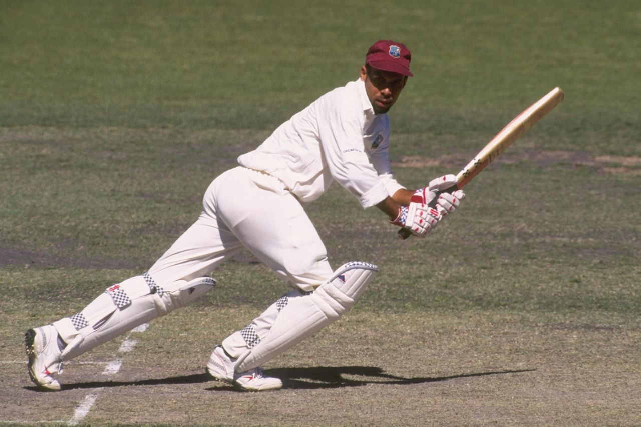 Jimmy Adams works the ball square, Prime Minister's XI v West Indians, Canberra, December 10, 1996