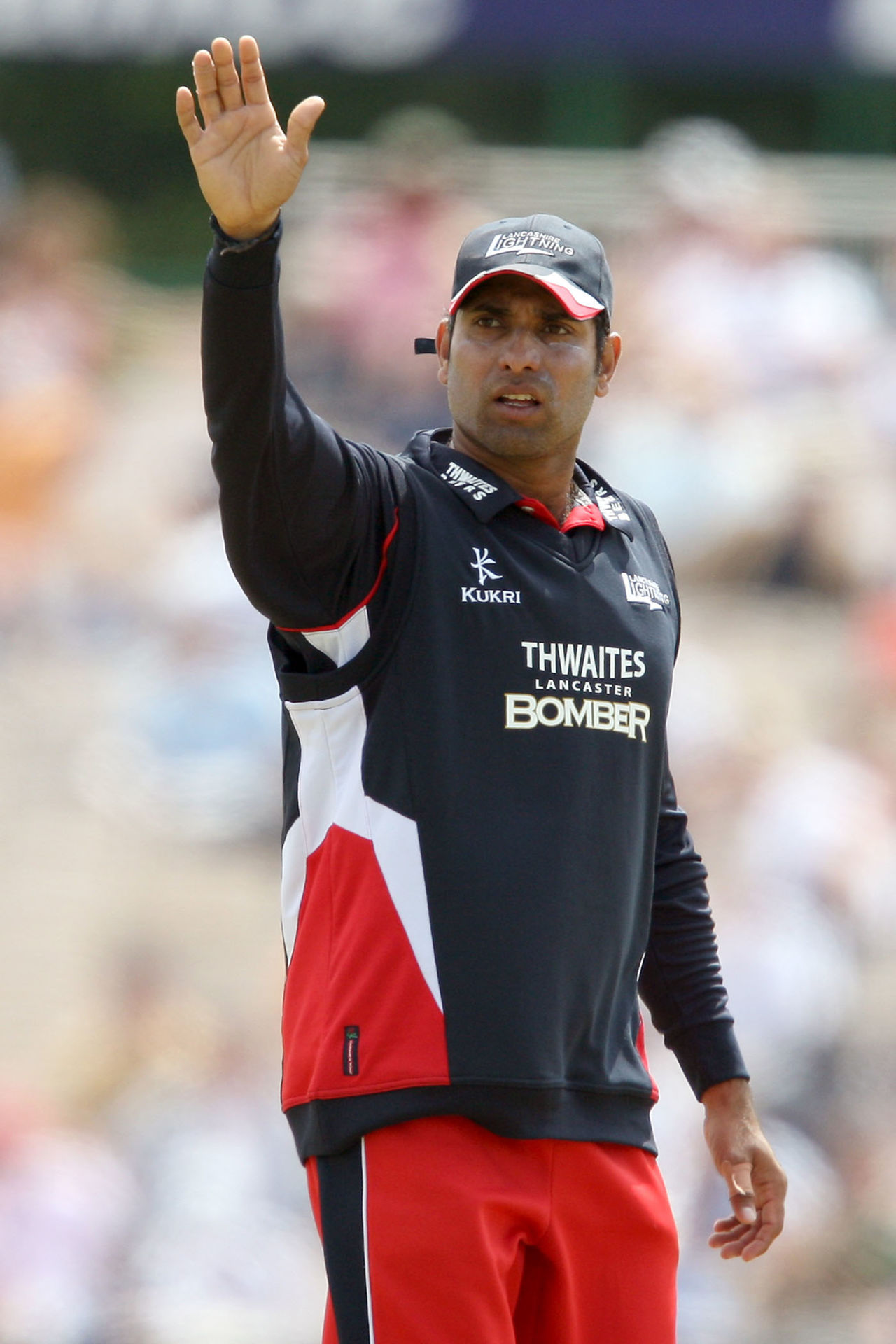 VVS Laxman signals while in the field, Lancashire v Hampshire, Friends Provident Trophy semi-final, Old Trafford, July 5, 2009
