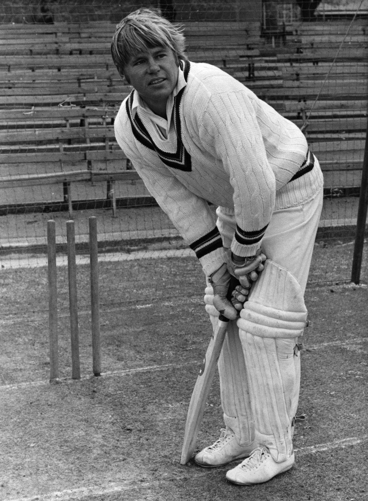 Mike Procter bats in the nets, January 1, 1980