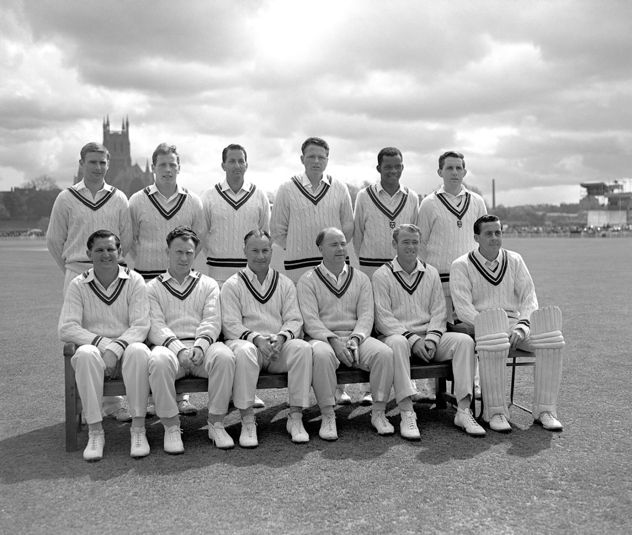 The Worcestershire team of 1964: Tom Graveney sits front left, Basil D'Oliveira is back row third from left, New Road, April 29, 1964