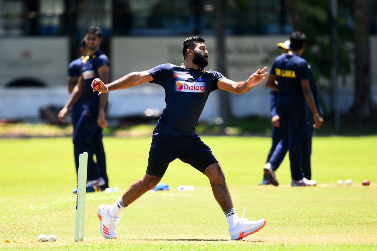 Lahiru Kumara bowls during a practice session, Colombo, June 2, 2020