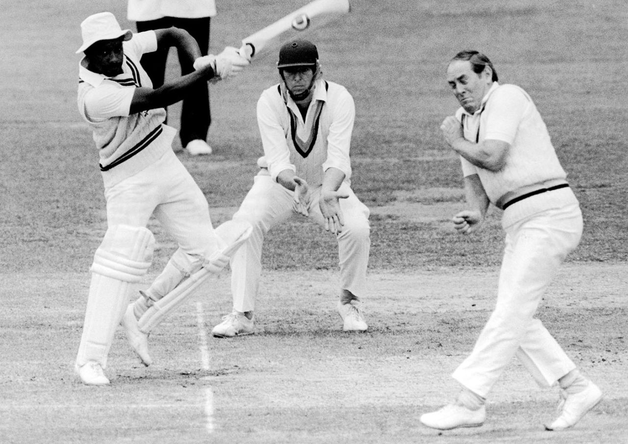 Ray Illingworth tries to avoid a shot from Roland Butcher, Middlesex v Yorkshire, County Championship, 2nd day, Lord's, August 23, 1982
