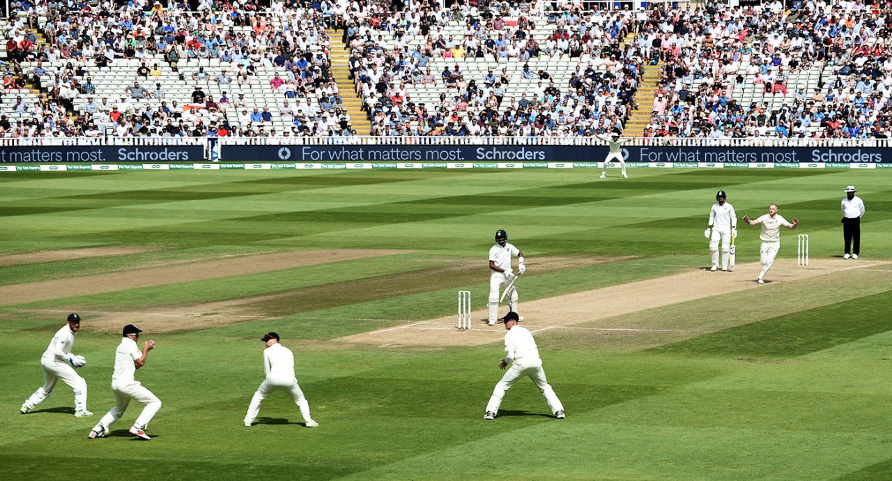 Alastair Cook takes a catch to dismiss Hardik Pandya off Ben Stokes, England v India, 1st Test, Edgbaston, day four, August 4, 2018