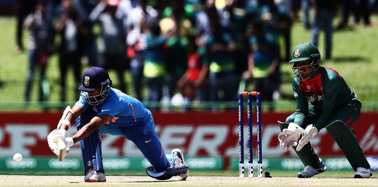 Yashasvi Jaiswal sweeps, Bangladesh v India, Under-19 World Cup final, Potchefstroom, February 9, 2020