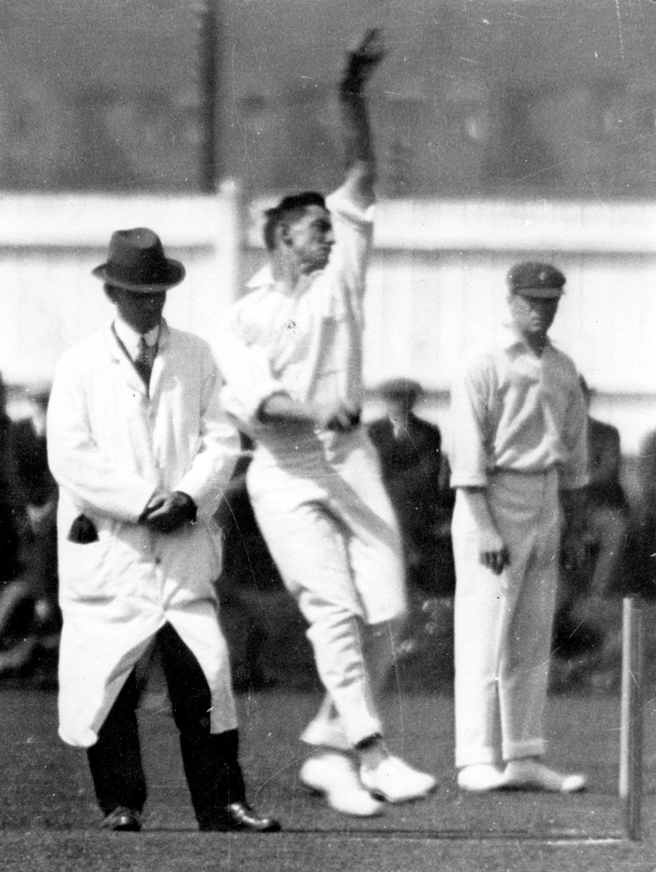 Ted McDonald prepares to deliver the ball, Leicestershire v Australians, Leicester, April 30, 1921