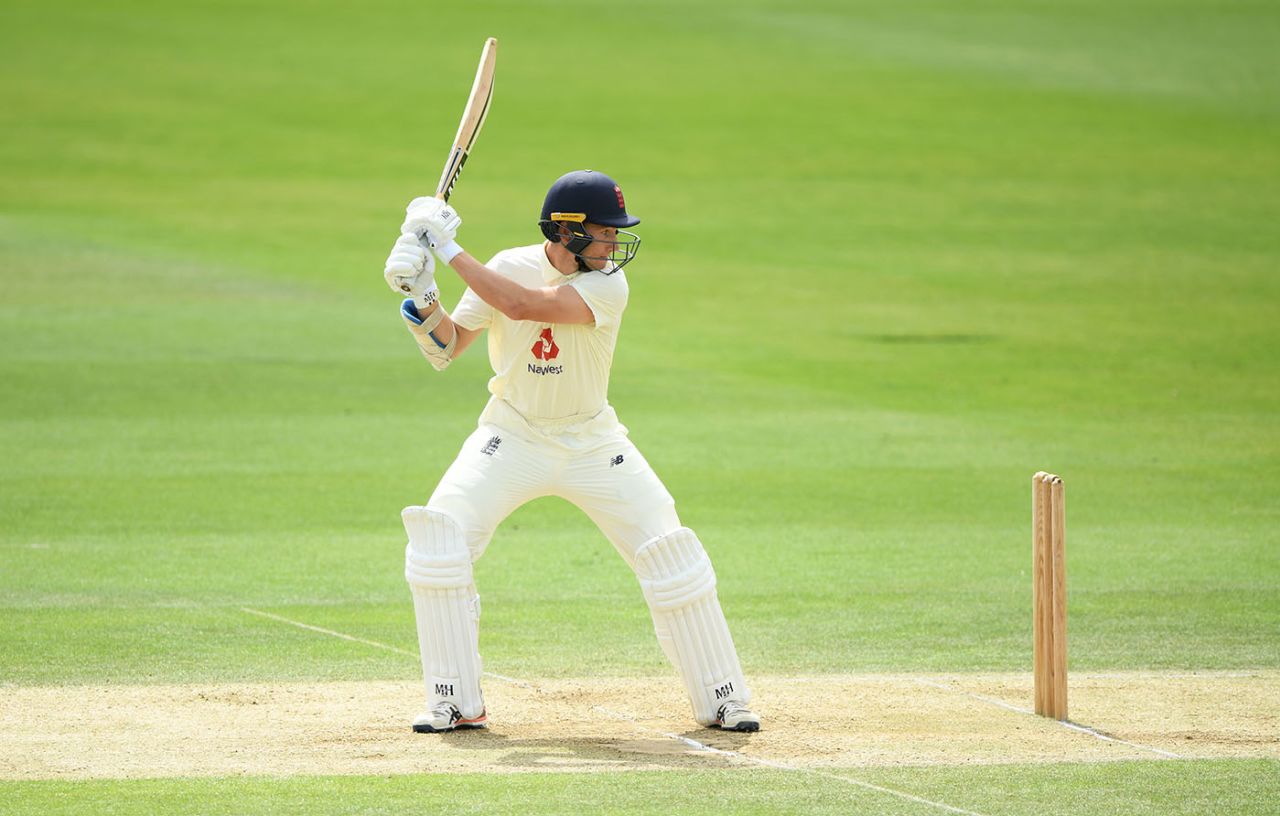 James Bracey flashes at one outside his off stump, Team Stokes v Team Buttler, England intra-squad warm-up match, Day Three, Ageas Bowl, July 3, 2020