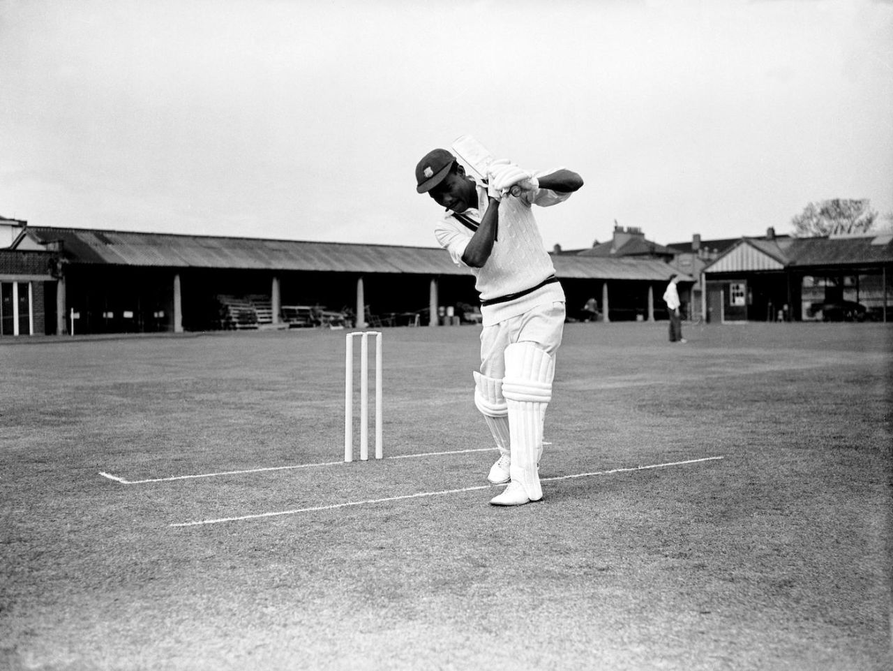 Everton Weekes practices his batting in the nets, West Indies tour of England, Lord's, May 28, 1957