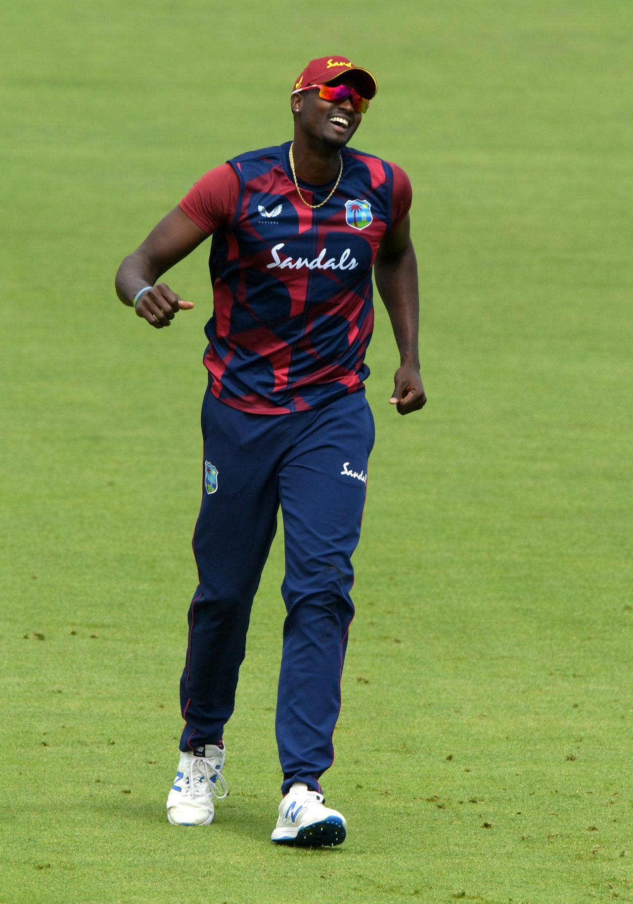 Jason Holder takes part in a fielding drill at the Ageas Bowl on the eve of cricket's return, Southampton, July 07, 2020