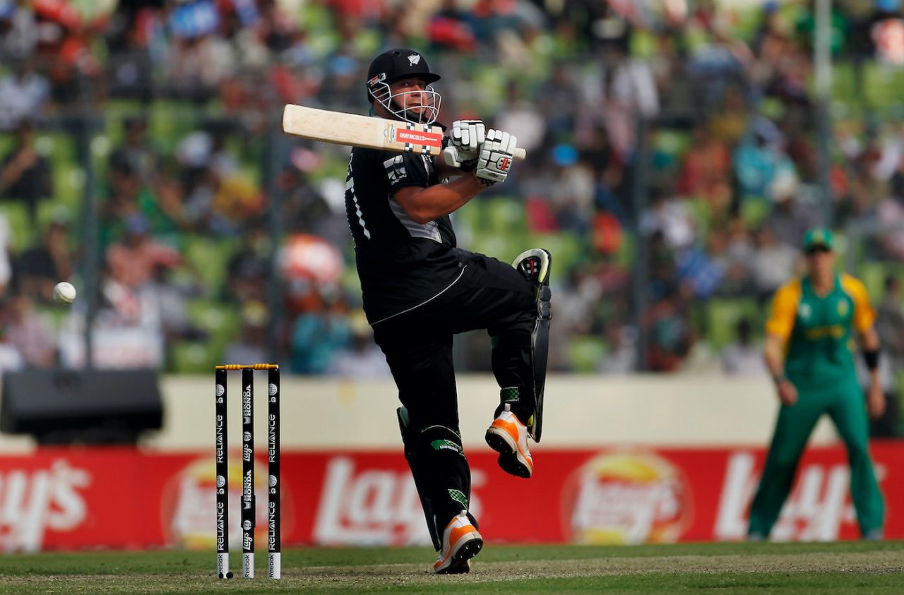 Jesse Ryder got to a fifty off 70 balls, New Zealand v South Africa, 3rd quarter-final, Mirpur, World Cup 2011, March 25, 2011