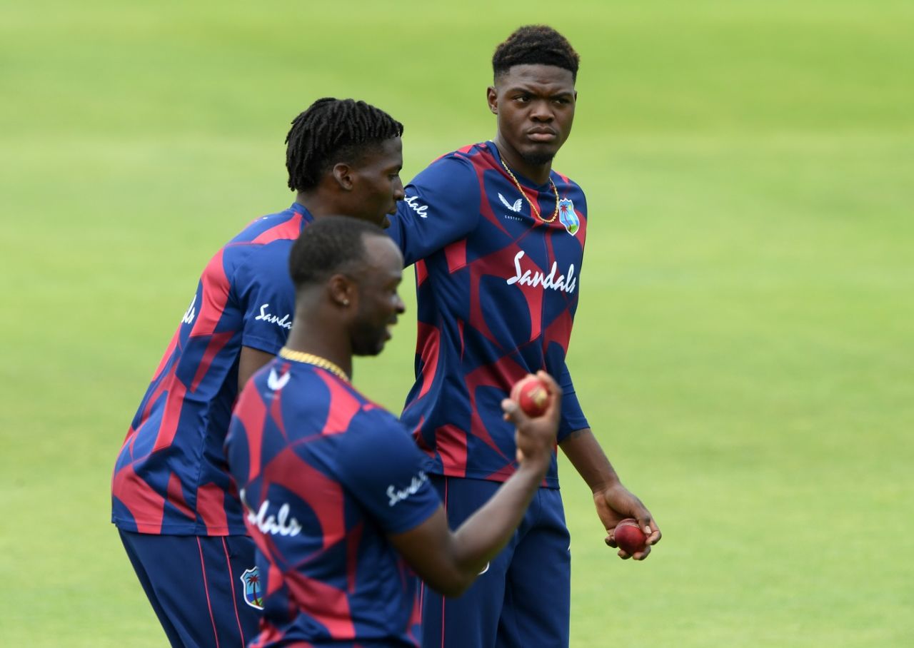 Alzarri Joseph, Chemar Holder and Kemar Roach, three of the pace options for West Indies, Southampton, July 7, 2020
