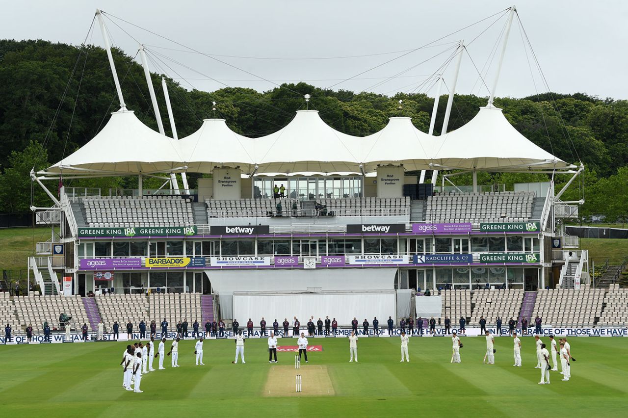 A minute's silence before the start of play, England v West Indies, 1st Test, day 1, Southampton, July 08, 2020