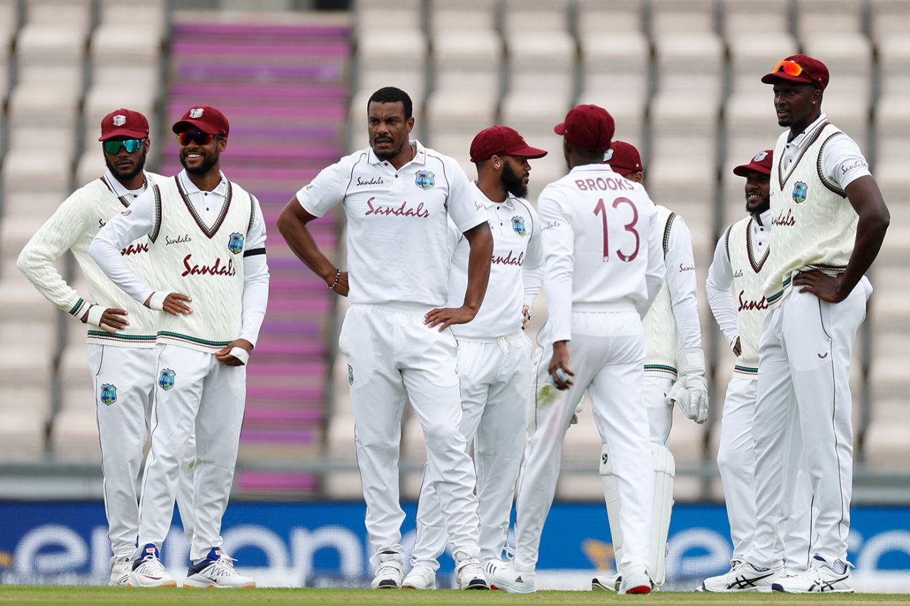 Shannon Gabriel looks on after bowling Joe Denly, England v West Indies, 1st Test, 2nd day, Southampton, July 09, 2020