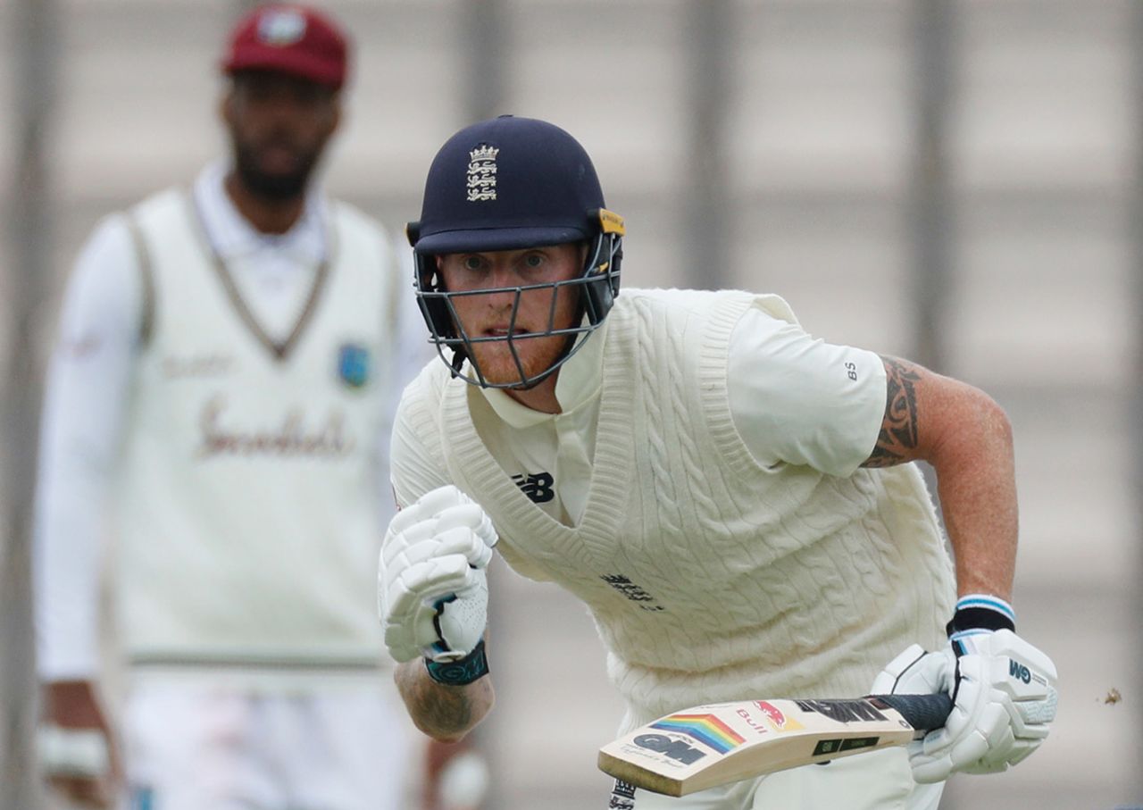 Ben Stokes runs between the wickets, England v West Indies, 1st Test, day 2, Southampton, July 09, 2020