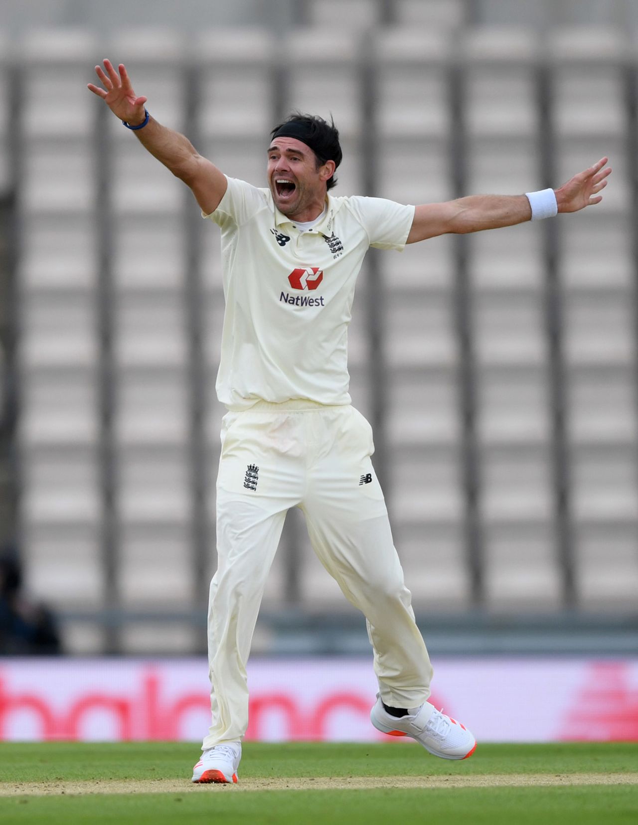 James Anderson appeals, England v West Indies, 1st Test, day 2, Southampton, July 09, 2020