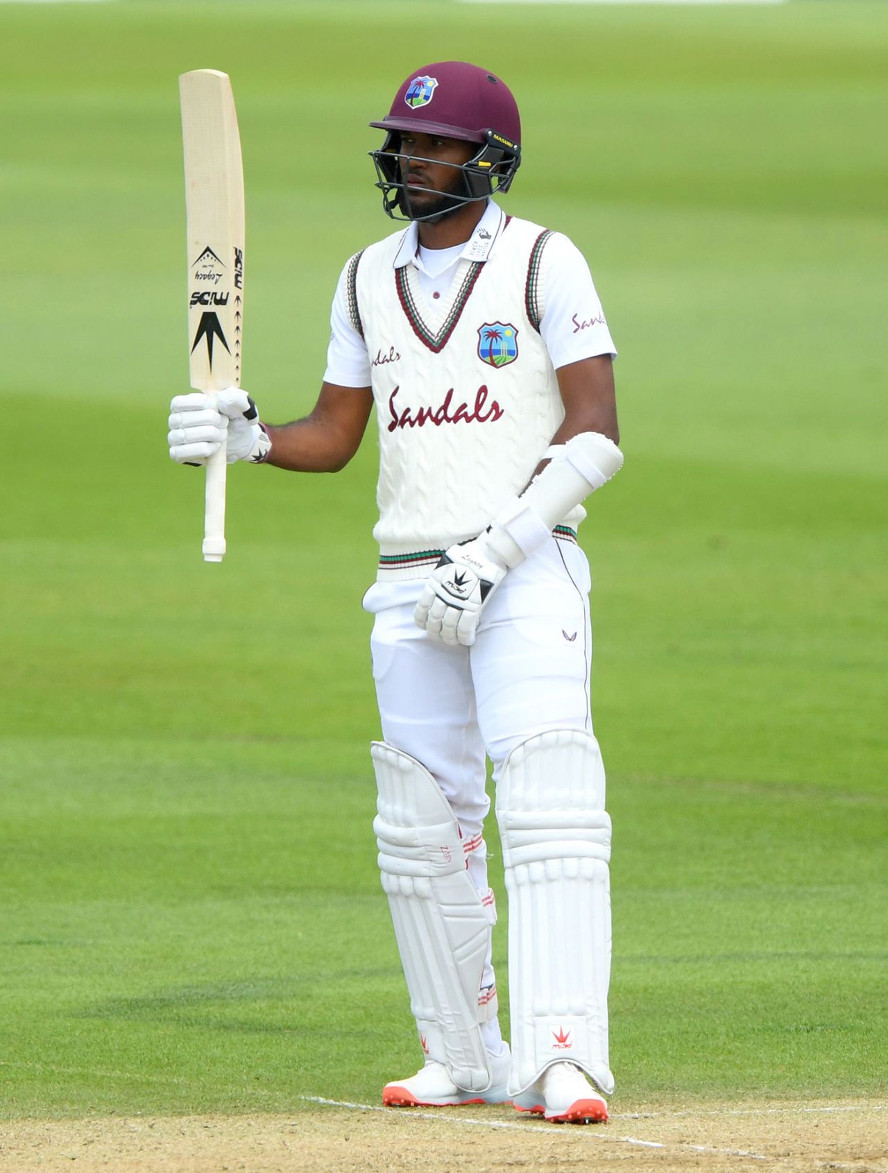 Kraigg Brathwaite celebrates his half-century, England v West Indies, 1st Test, 3rd day, Southampton