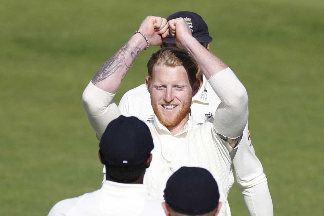 Ben Stokes celebrates the wicket Jason Holder, England v West Indies, 1st Test, 3rd day, Southampton